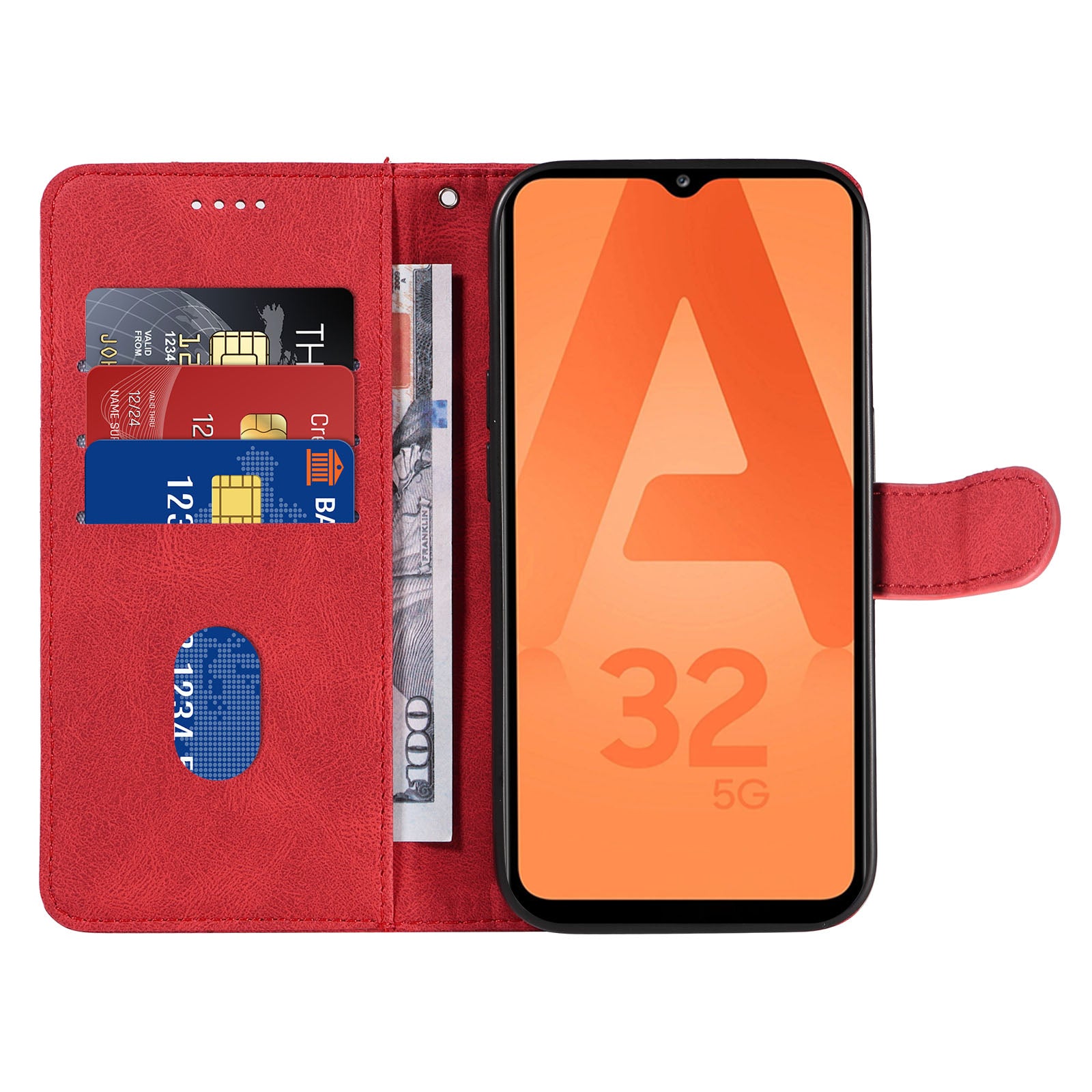 Til Samsung Galaxy A32 5G M32 5G Mobiltelefoncover med påtrykt buet linjestativ PU-læder pungetui Til Samsung Galaxy A32 5G M32 5G Mobiltelefoncover med påtrykt buet linjestativ PU-læder pungetui